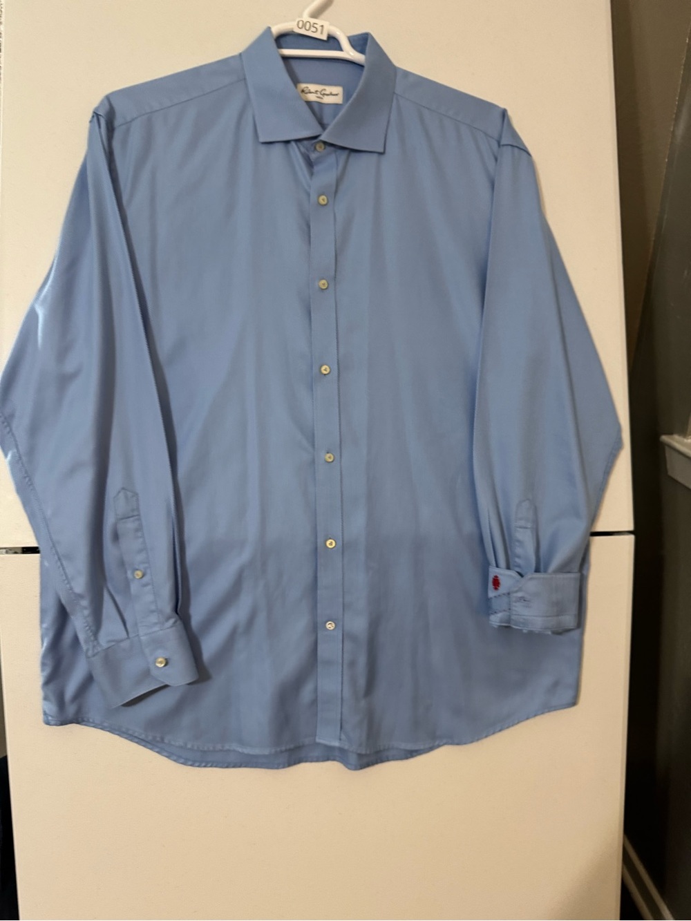 Robert Graham Mens XL 18-46 Powder Blue Herringbone Button Up Shirt